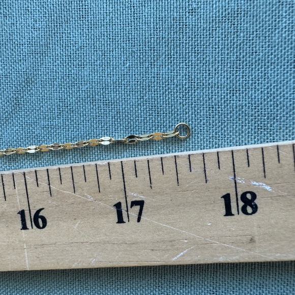 Gold Glitter Sequin Chain Necklace - Stainlees steel Flat Link - Picture 5 of 7